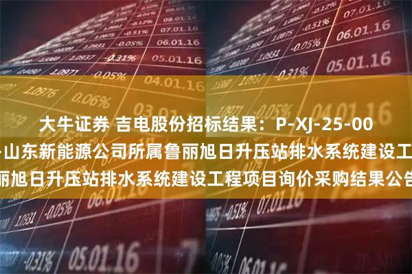 大牛证券 吉电股份招标结果：P-XJ-25-00363029第二次吉电股份-山东新能源公司所属鲁丽旭日升压站排水系统建设工程项目询价采购结果公告