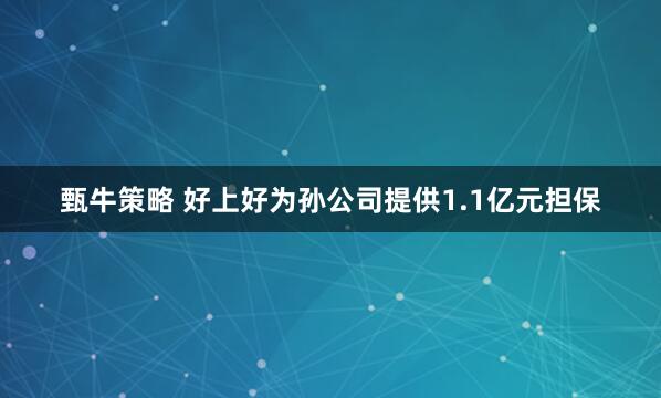 甄牛策略 好上好为孙公司提供1.1亿元担保