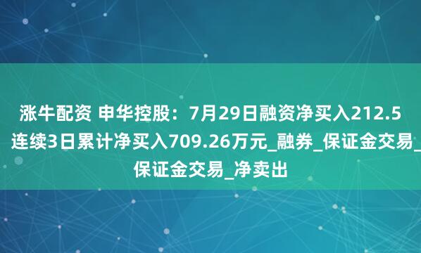 涨牛配资 申华控股：7月29日融资净买入212.55万元，连续3日累计净买入709.26万元_融券_保证金交易_净卖出